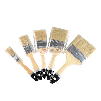3 Inch Pure Bristle Thin Style Double Color Tail Wooden Handle White Ferrule Paint Brush